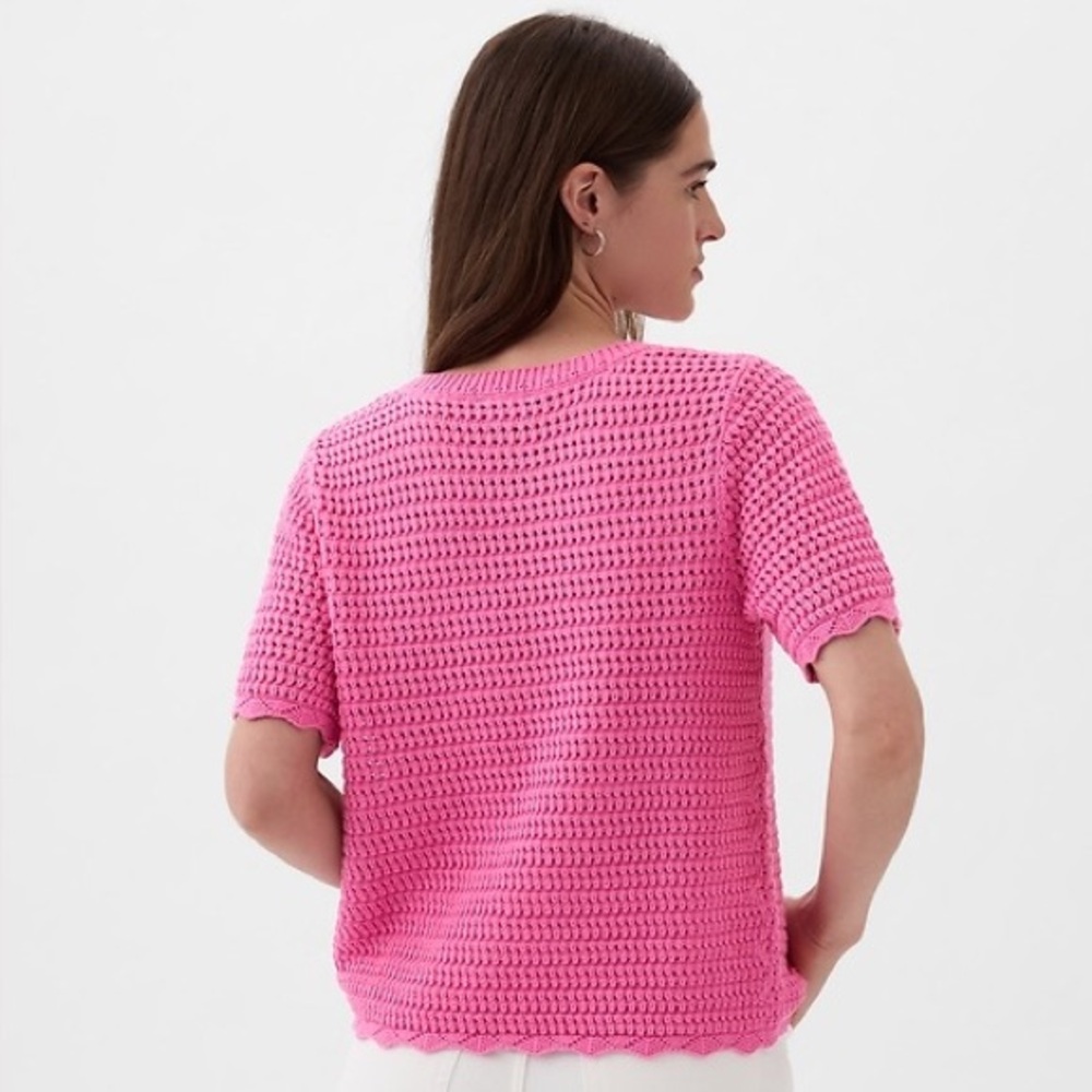 Gap Crochet Sweater Top Indie Pink - Picture 2 of 4